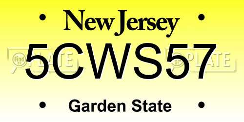5CWS57 New Jersey License Plate