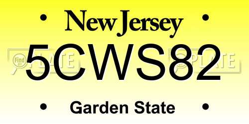 5CWS82 New Jersey License Plate