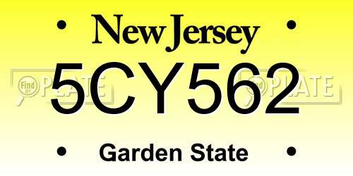 5CY562 New Jersey License Plate