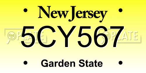 5CY567 New Jersey License Plate