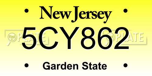5CY862 New Jersey License Plate