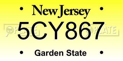 5CY867 New Jersey License Plate
