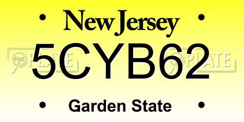 5CYB62 New Jersey License Plate