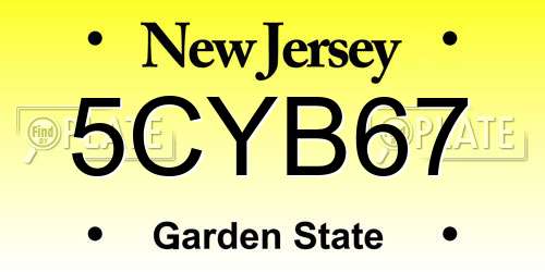 5CYB67 New Jersey License Plate