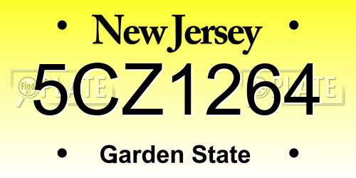 5CZ1264 New Jersey License Plate