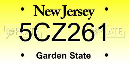 5CZ261 New Jersey License Plate