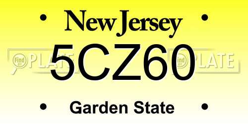 5CZ60 New Jersey License Plate