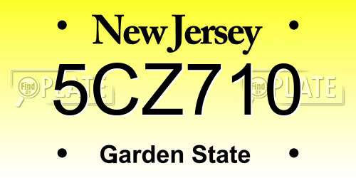 5CZ710 New Jersey License Plate