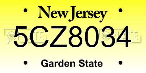 5CZ8034 New Jersey License Plate
