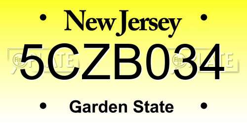 5CZB034 New Jersey License Plate