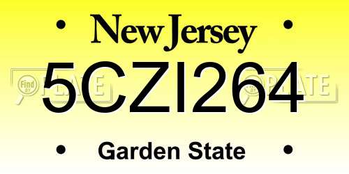 5CZI264 New Jersey License Plate