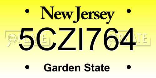 5CZI764 New Jersey License Plate