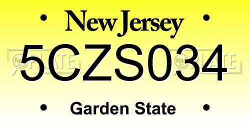 5CZS034 New Jersey License Plate