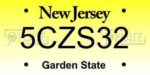 5CZS32 New Jersey License Plate