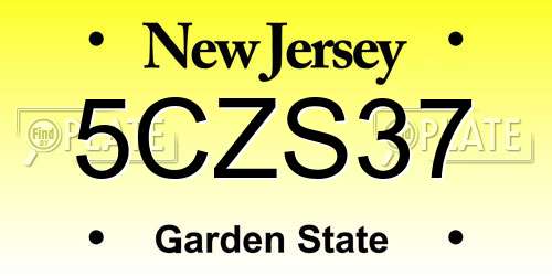 5CZS37 New Jersey License Plate