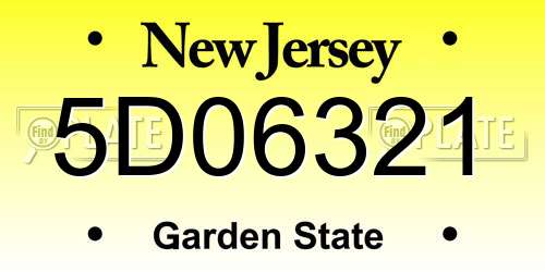 5D06321 New Jersey License Plate