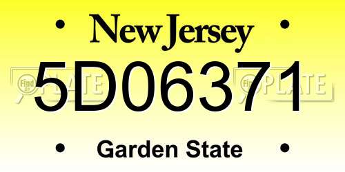 5D06371 New Jersey License Plate