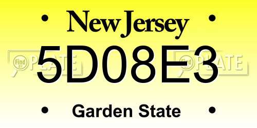 5D08E3 New Jersey License Plate