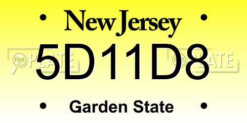 5D11D8 New Jersey License Plate