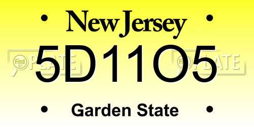 5D11O5 New Jersey License Plate