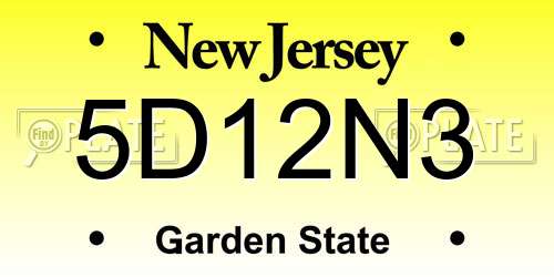 5D12N3 New Jersey License Plate