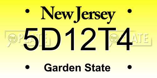 5D12T4 New Jersey License Plate