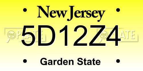 5D12Z4 New Jersey License Plate