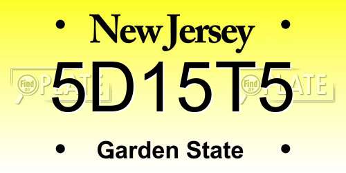 5D15T5 New Jersey License Plate