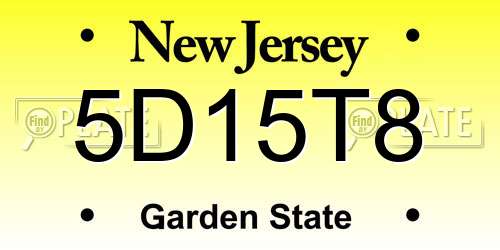 5D15T8 New Jersey License Plate