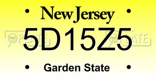 5D15Z5 New Jersey License Plate