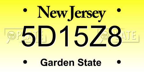 5D15Z8 New Jersey License Plate