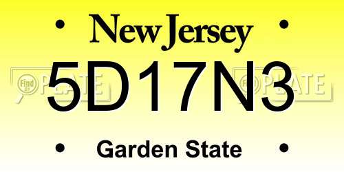5D17N3 New Jersey License Plate