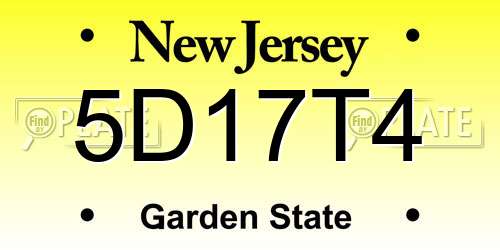 5D17T4 New Jersey License Plate