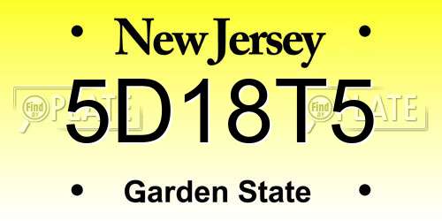 5D18T5 New Jersey License Plate