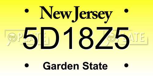 5D18Z5 New Jersey License Plate