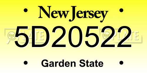 5D20522 New Jersey License Plate