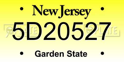 5D20527 New Jersey License Plate