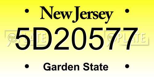 5D20577 New Jersey License Plate