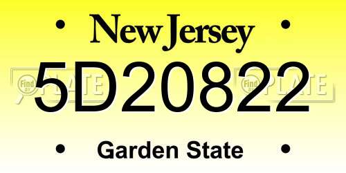 5D20822 New Jersey License Plate