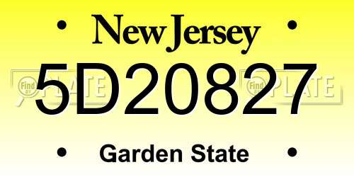 5D20827 New Jersey License Plate