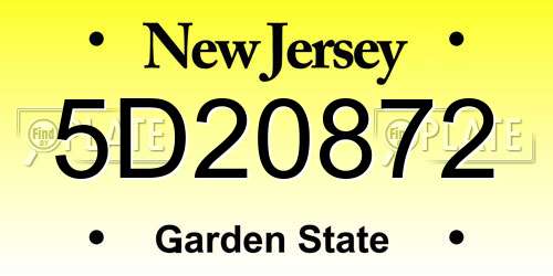 5D20872 New Jersey License Plate