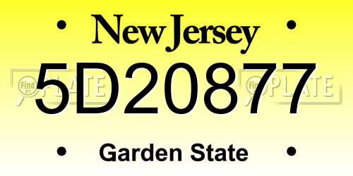 5D20877 New Jersey License Plate