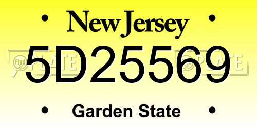 5D25569 New Jersey License Plate
