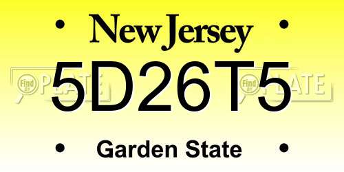 5D26T5 New Jersey License Plate