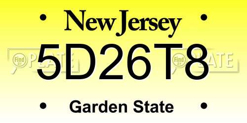 5D26T8 New Jersey License Plate