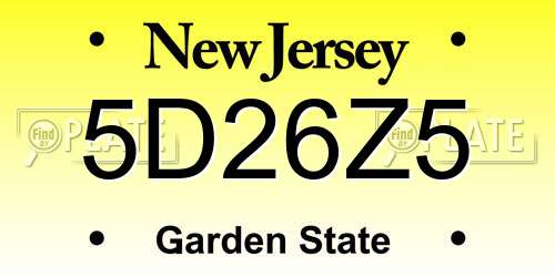 5D26Z5 New Jersey License Plate