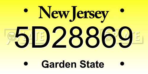 5D28869 New Jersey License Plate
