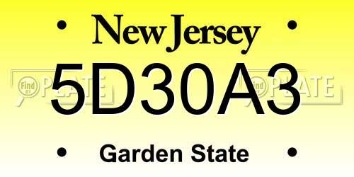 5D30A3 New Jersey License Plate
