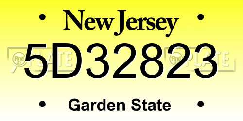 5D32823 New Jersey License Plate