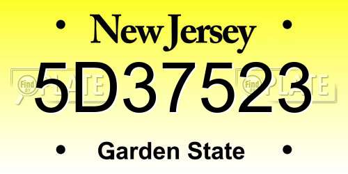 5D37523 New Jersey License Plate